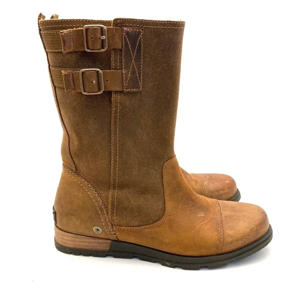 SOREL Major Pull On Boot Womens 8 Grizzly Tan Leather Oiled Suede MSRP$170